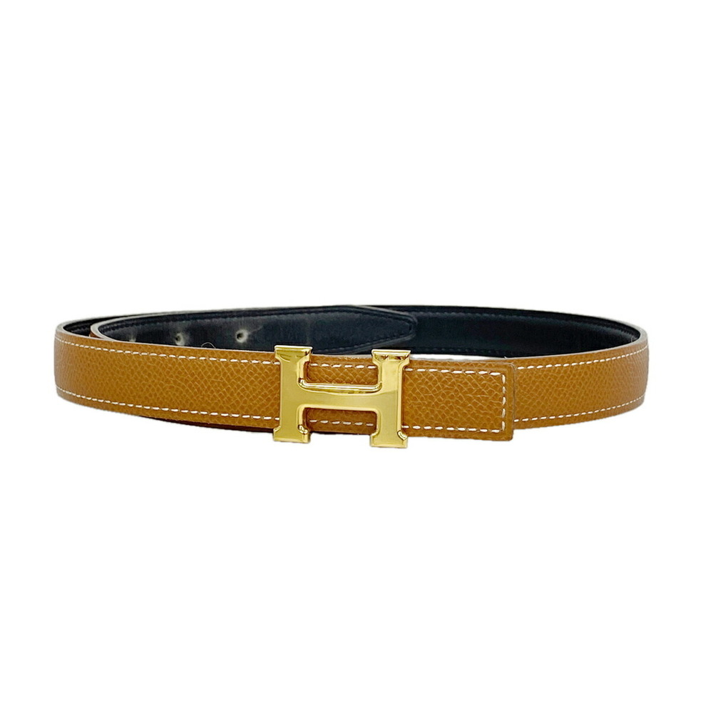 Hermes Constance Belt, Courchevel Box Calf Leather, Gold & Black, â–ˇA Stamp, M...